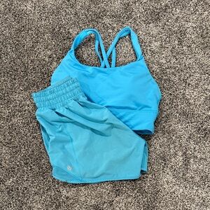 Lululemon Athletica Blue Sports Bra and Shorts Set